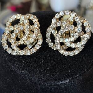 Vintage Rhinestone Clip on Earrings